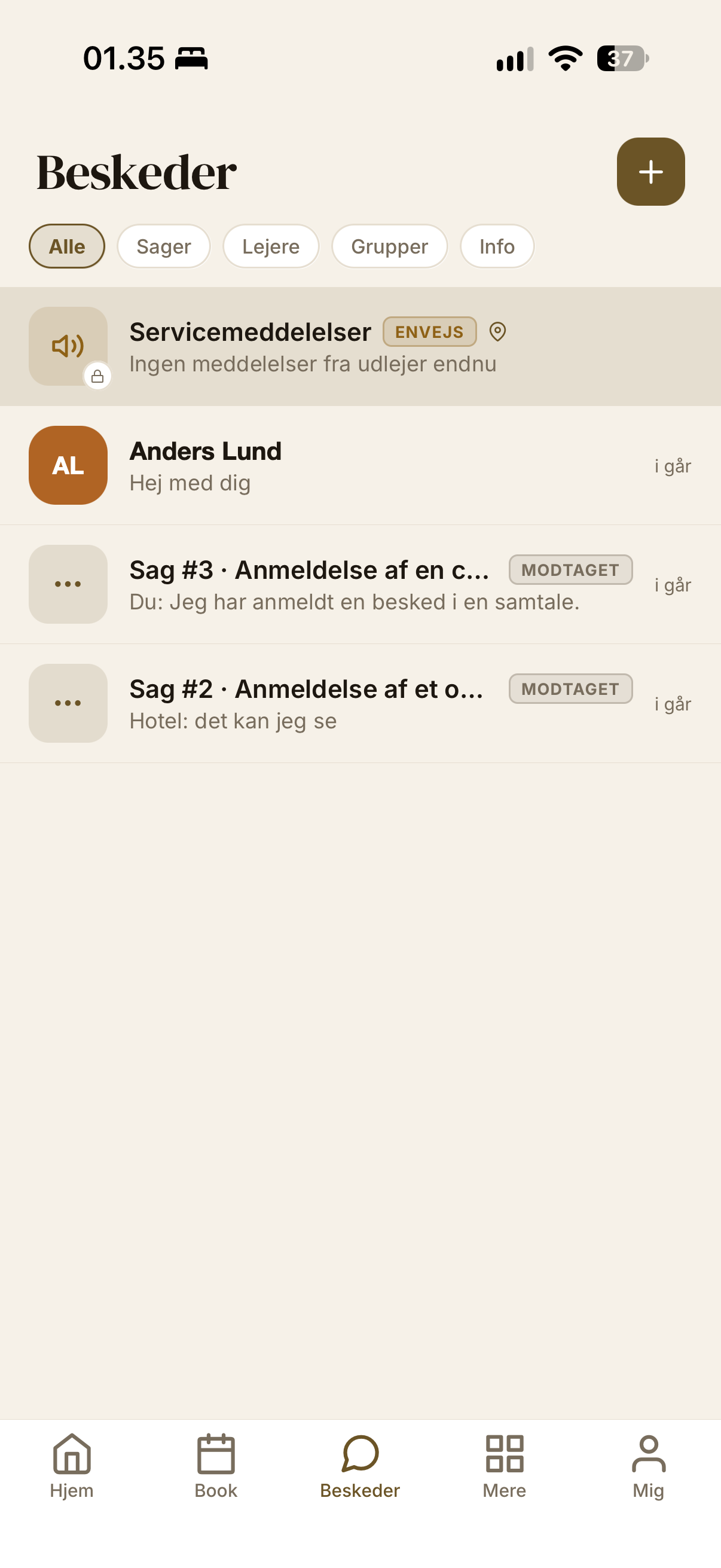 Beskeder til og fra huset i Matrikla-appen